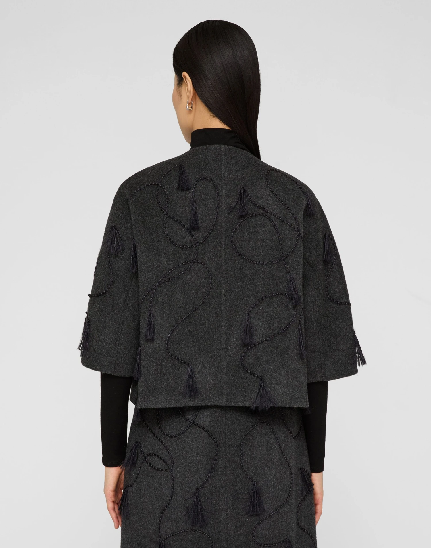 Hand Embroidered Tassel Wool-Cashmere Double Face Jacket 8 Hand Embroidered Tassel Wool-Cashmere Double Face Jacket - Image 6