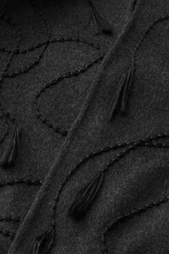 Hand Embroidered Tassel Wool-Cashmere Double Face Jacket 12 Hand Embroidered Tassel Wool-Cashmere Double Face Jacket -Urban Chic Wear Store mjdx1e 5423 graphite melange detail2