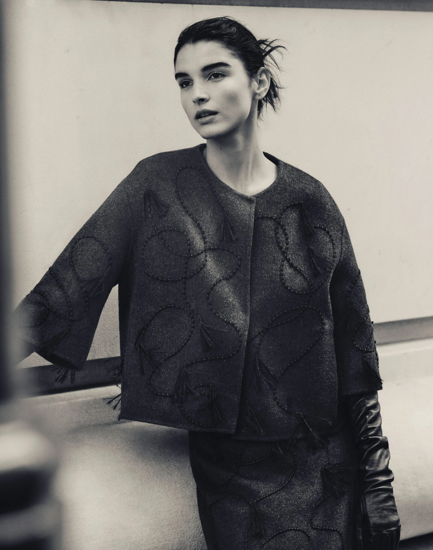 Hand Embroidered Tassel Wool-Cashmere Double Face Jacket 9 Hand Embroidered Tassel Wool-Cashmere Double Face Jacket - Image 7