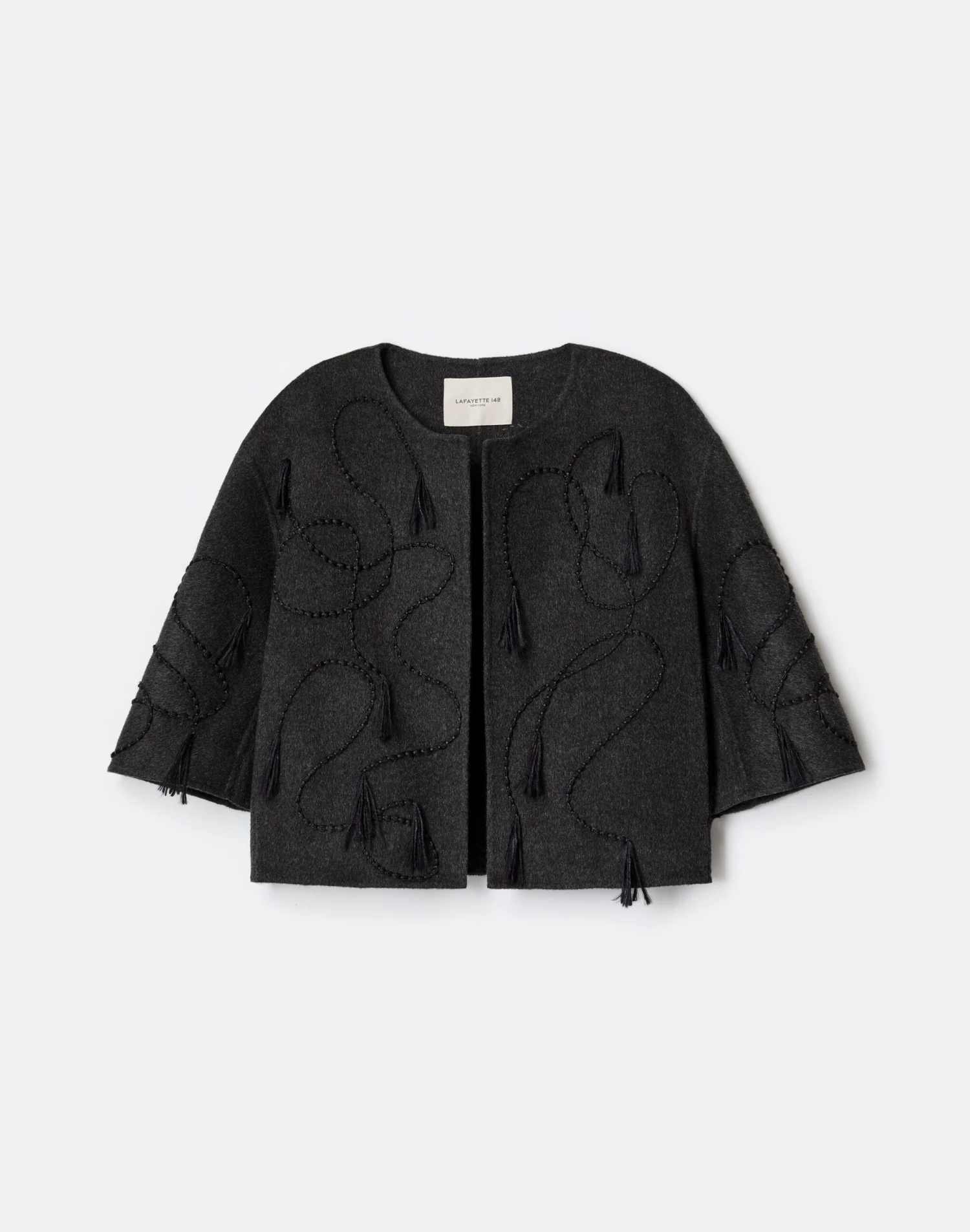 Hand Embroidered Tassel Wool-Cashmere Double Face Jacket 3 Hand Embroidered Tassel Wool-Cashmere Double Face Jacket