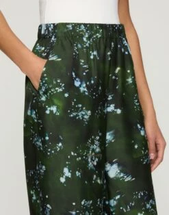 Splattered Glaze Print Silk Twill Riverside Pant -Urban Chic Wear Store mpd11z 2c91 moss multi detail