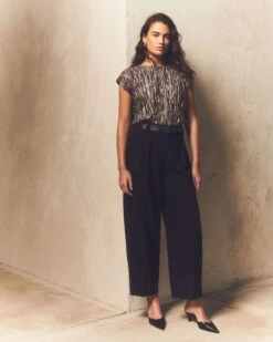 Responsible Finesse Crepe Wyatt Barrel Leg Pant -Urban Chic Wear Store mpe33r 6147 black elevated