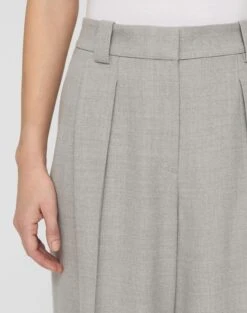 Responsible Virgin Wool Wyatt Wide Leg Pant -Urban Chic Wear Store mpe43r 1r73 grey heather detail