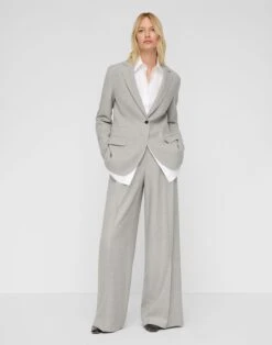 Responsible Virgin Wool Wyatt Wide Leg Pant -Urban Chic Wear Store mpe43r 1r73 grey heather full