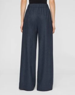Wool-Cashmere Flannel Astor Pleated Wide Leg Pant -Urban Chic Wear Store mpe48r 1v24 admiral blue melange back