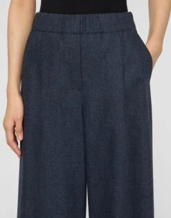 Wool-Cashmere Flannel Astor Pleated Wide Leg Pant -Urban Chic Wear Store mpe48r 1v24 admiral blue melange detail