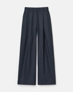 Wool-Cashmere Flannel Astor Pleated Wide Leg Pant
