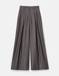 Pixelated Wool Twill Warren Pleated Wide Leg Pant