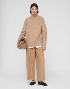 Camel Hair Cooper Pleated Barrel Leg Ankle Pant -Urban Chic Wear Store mpe72r 1d39 camel full