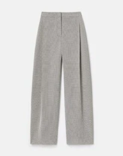 Fluid Houndstooth Jacquard Cooper Pleated Barrel Leg Ankle Pant