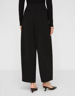 Responsible Finesse Crepe Cooper Pleated Barrel Leg Ankle Pant -Urban Chic Wear Store mpe72v 6147 black back