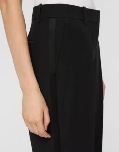 Wool-Silk Crepe Gates Tuxedo Stripe Pant 9 Wool-Silk Crepe Gates Tuxedo Stripe Pant -Urban Chic Wear Store mpe74r 1u35 black detail