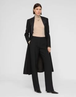 Wool-Silk Crepe Gates Tuxedo Stripe Pant 10 Wool-Silk Crepe Gates Tuxedo Stripe Pant -Urban Chic Wear Store mpe74r 1u35 black full