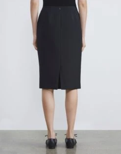 Wool-Silk Crepe Pencil Skirt 13 Wool-Silk Crepe Pencil Skirt -Urban Chic Wear Store msj81r 1u35 black back