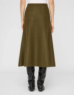 Wool-Cashmere Double Face Jersey Reversible Skirt -Urban Chic Wear Store msl69v j953 forage green mel ashwood mel back