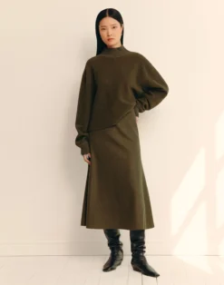 Wool-Cashmere Double Face Jersey Reversible Skirt -Urban Chic Wear Store msl69v j953 forage green mel ashwood mel elevated hover