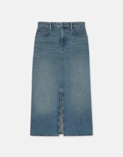 L148 Denim Slit Front Midi Skirt