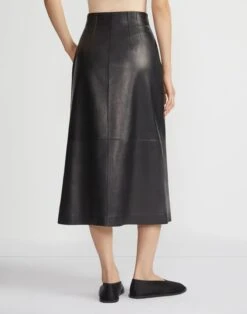 Nappa Lambskin Leather High-Waisted Skirt -Urban Chic Wear Store msp86r l215 black back