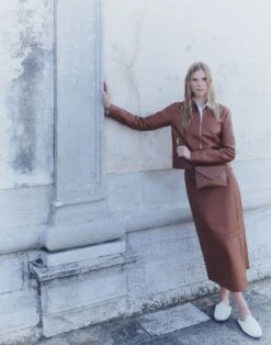 Nappa Lambskin Leather Asymmetric Panel Skirt -Urban Chic Wear Store msp88r l485 copper default