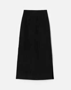 Wool-Cashmere Double Face High Waisted Midi Skirt