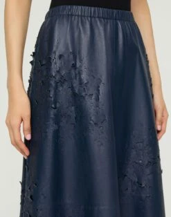 Lasercut Nappa Leather Midi Skirt -Urban Chic Wear Store msr04e l485 lido blue detail