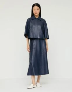 Lasercut Nappa Leather Midi Skirt -Urban Chic Wear Store msr04e l485 lido blue full