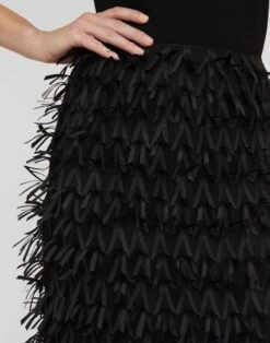 Ribbon Fringe Straight Midi Skirt -Urban Chic Wear Store msr09r 2d25 black detail
