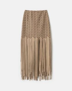 Paperfine Suede & Leather Handwoven Fringe Skirt