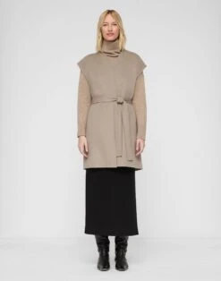 Wool-Cashmere Double Face Open Front Belted Vest -Urban Chic Wear Store mv505h 5423 hickory full