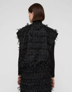 Ribbon Fringe Zip Front Vest -Urban Chic Wear Store mv509r 2d25 black back