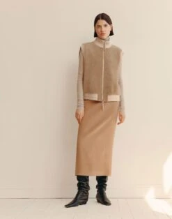 Shearling & Camel Hair Quilted Vest -Urban Chic Wear Store mv510r f860 natural elevated hover