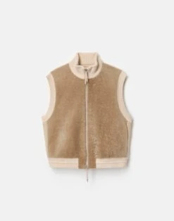 Shearling & Camel Hair Quilted Vest
