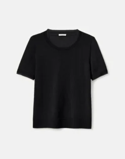 Fine Gauge Cashmere & Silk Chiffon Trim Sweater