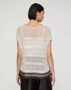 Metallic Striped Cashmere Bateau Sweater -Urban Chic Wear Store mwea2b kc04 pearl multi back