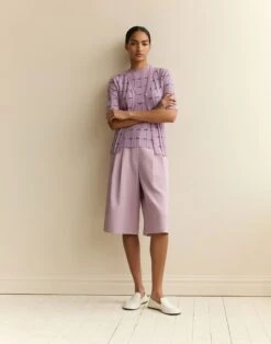 Striped Fine Gauge Cashmere Ribbed Cardigan -Urban Chic Wear Store mwea3r kc61 lavender tint multi elevated