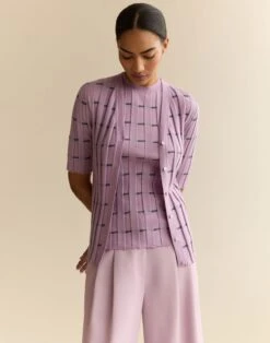 Striped Fine Gauge Cashmere Ribbed Cardigan -Urban Chic Wear Store mwea3r kc61 lavender tint multi elevated priority hover