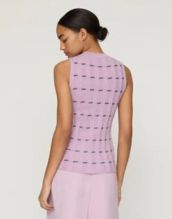 Striped Fine Gauge Cashmere Ribbed Shell -Urban Chic Wear Store mwea4r kc61 lavender tint multi back