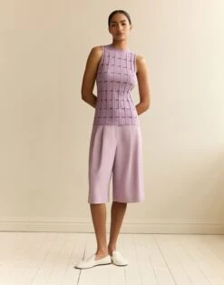 Striped Fine Gauge Cashmere Ribbed Shell -Urban Chic Wear Store mwea4r kc61 lavender tint multi elevated hover