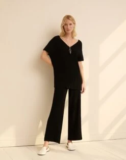 Finespun Voile Ottoman Rib Ankle Pant -Urban Chic Wear Store mweb4r kv52 black elevated