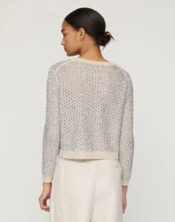 Metallic Linen-Silk Pointelle Cardigan 11 Metallic Linen-Silk Pointelle Cardigan -Urban Chic Wear Store mweb7r kl49 smoked taupe multi back