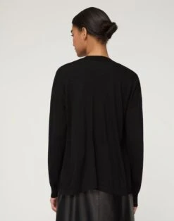 Fine Cotton-Silk Wrap Front Oversized Sweater -Urban Chic Wear Store mwec5r kkg2 black back