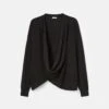 Fine Cotton-Silk Wrap Front Oversized Sweater -Urban Chic Wear Store mwec5r kkg2 black flat