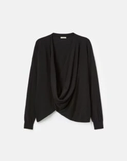 Fine Cotton-Silk Wrap Front Oversized Sweater