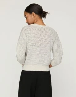 Cotton-Sequin Silk V-Neck Sweater -Urban Chic Wear Store mwed5r kkf5 pebble metallic back