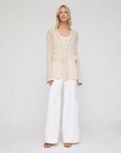 Hand Beaded Cotton Open Knit Tunic -Urban Chic Wear Store mwed7b kkf5 pebble full