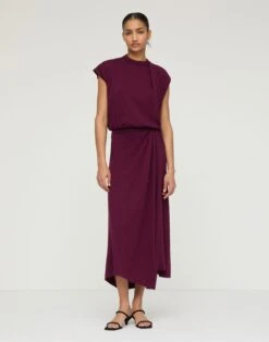 Fine Cotton-Silk Asymmetric Knit Skirt -Urban Chic Wear Store mwed9r kkg2 violet ash full