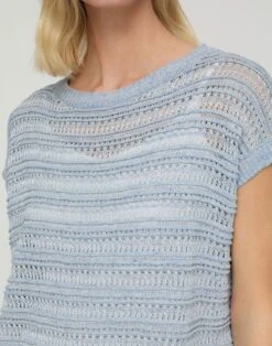 Striped Lace Stitch Shell -Urban Chic Wear Store mwee1r kl49 blue dust melange detail