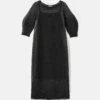 Silk Crepe Sheer Pleat Knit Dress -Urban Chic Wear Store mwee7r ks43 black flat