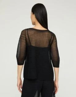 Silk Crepe Sheer Pleat Knit Top -Urban Chic Wear Store mwee8r ks43 black back