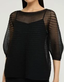 Silk Crepe Sheer Pleat Knit Top -Urban Chic Wear Store mwee8r ks43 black detail